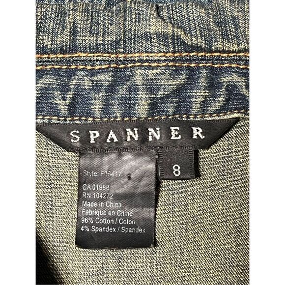 Spanner Denim Jacket Red Jeweled Buttons Jean Jacket Size 8 - Picture 5 of 5